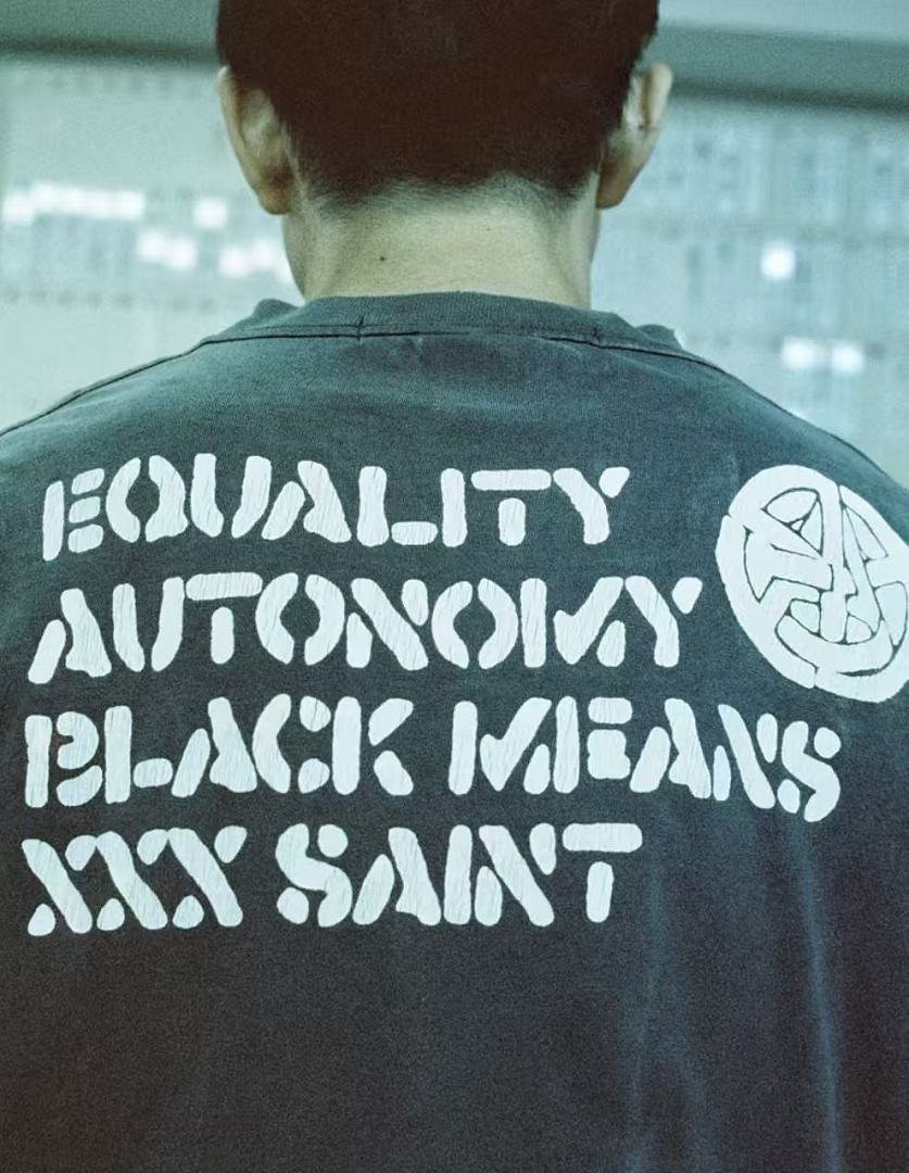 Saint Michael Peace Graphic & Slogan Print Vintage T-Shirt