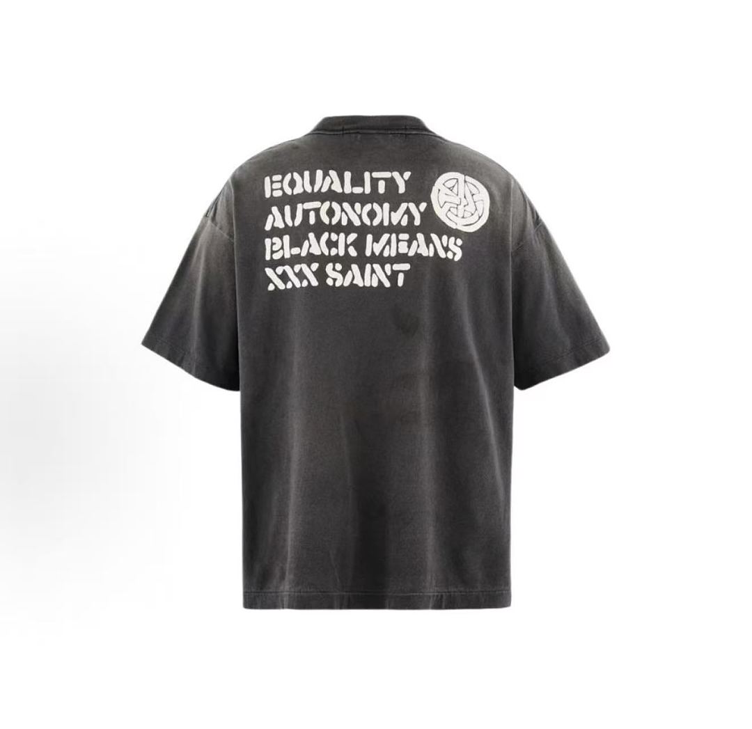 Saint Michael Peace Graphic & Slogan Print Vintage T-Shirt