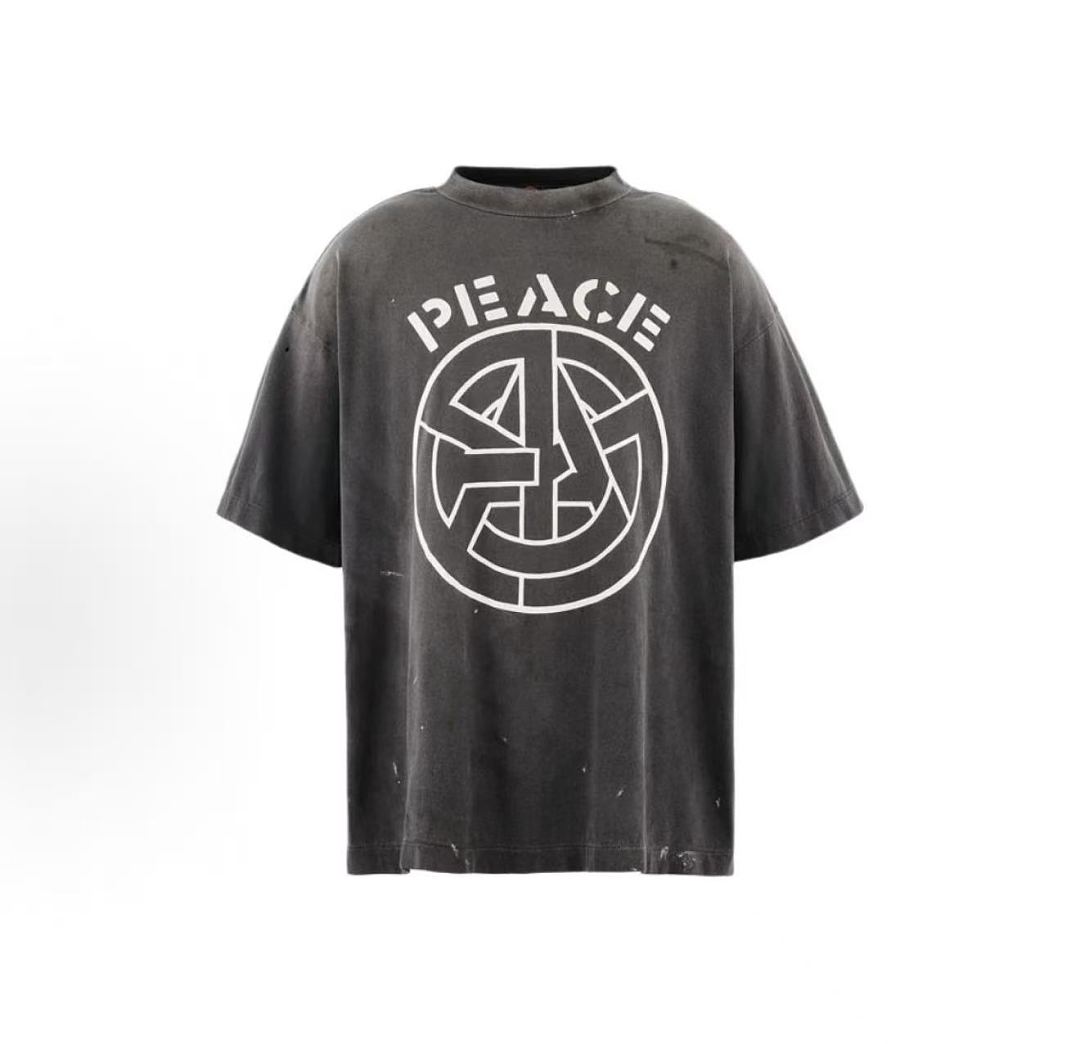 Saint Michael Peace Graphic & Slogan Print Vintage T-Shirt