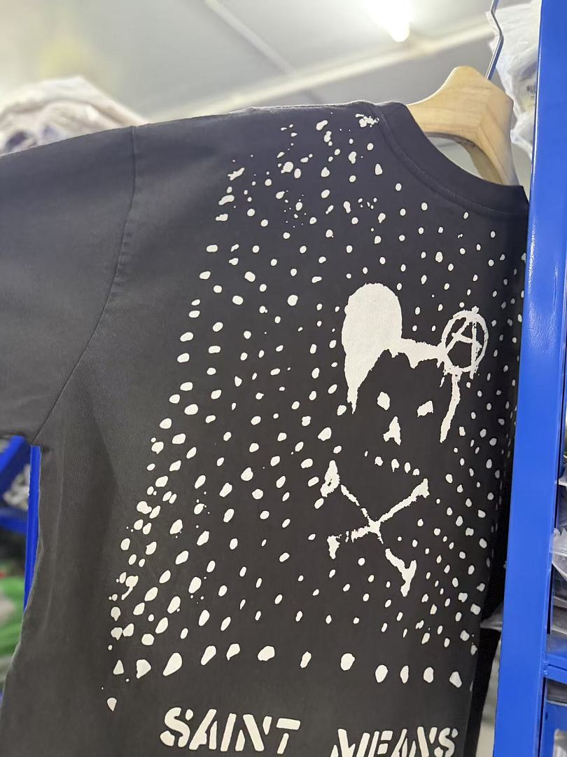 Saint Michael Graphic Skull & Stud Pattern Vintage T-Shirt