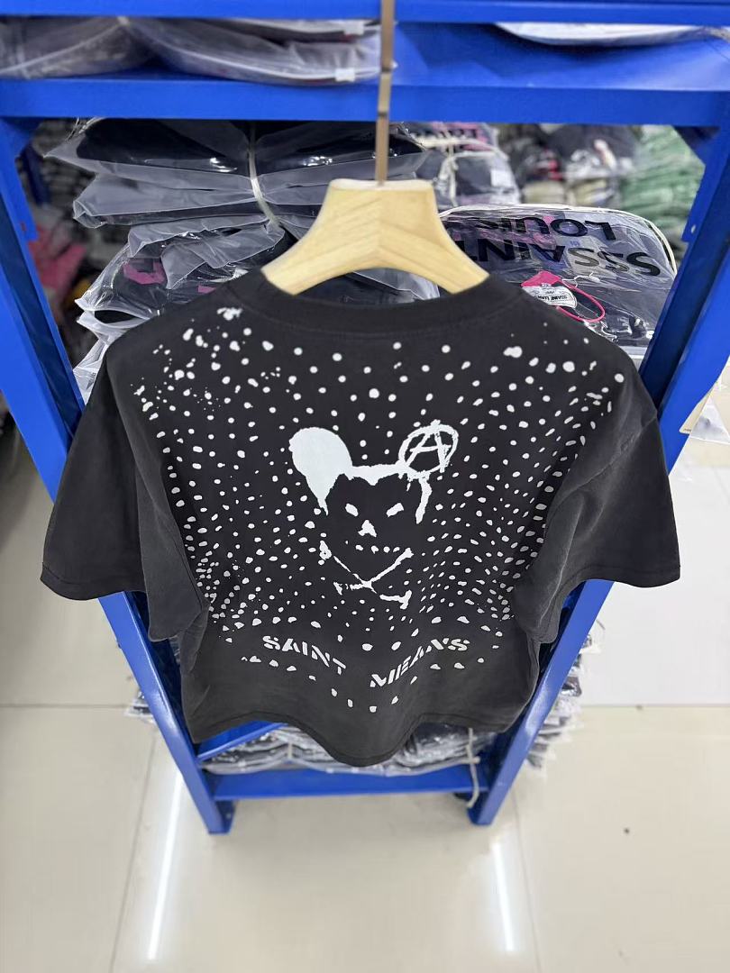 Saint Michael Graphic Skull & Stud Pattern Vintage T-Shirt