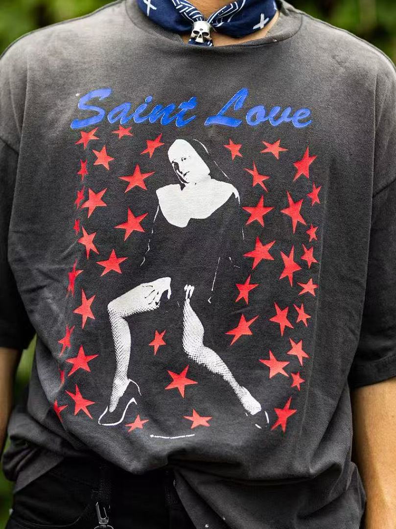 Saint Michael Saint Love Graphic Silhouette Vintage T-Shirt