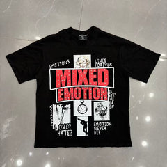 Mixed Emotion Graphic Collage T-Shirt