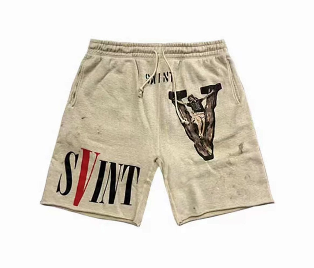 Saint Michael Praying Hands & Bold Lettering Sweat Shorts