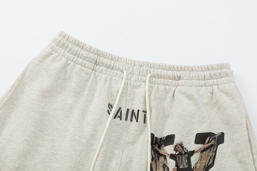 Saint Michael Praying Hands & Bold Lettering Sweat Shorts