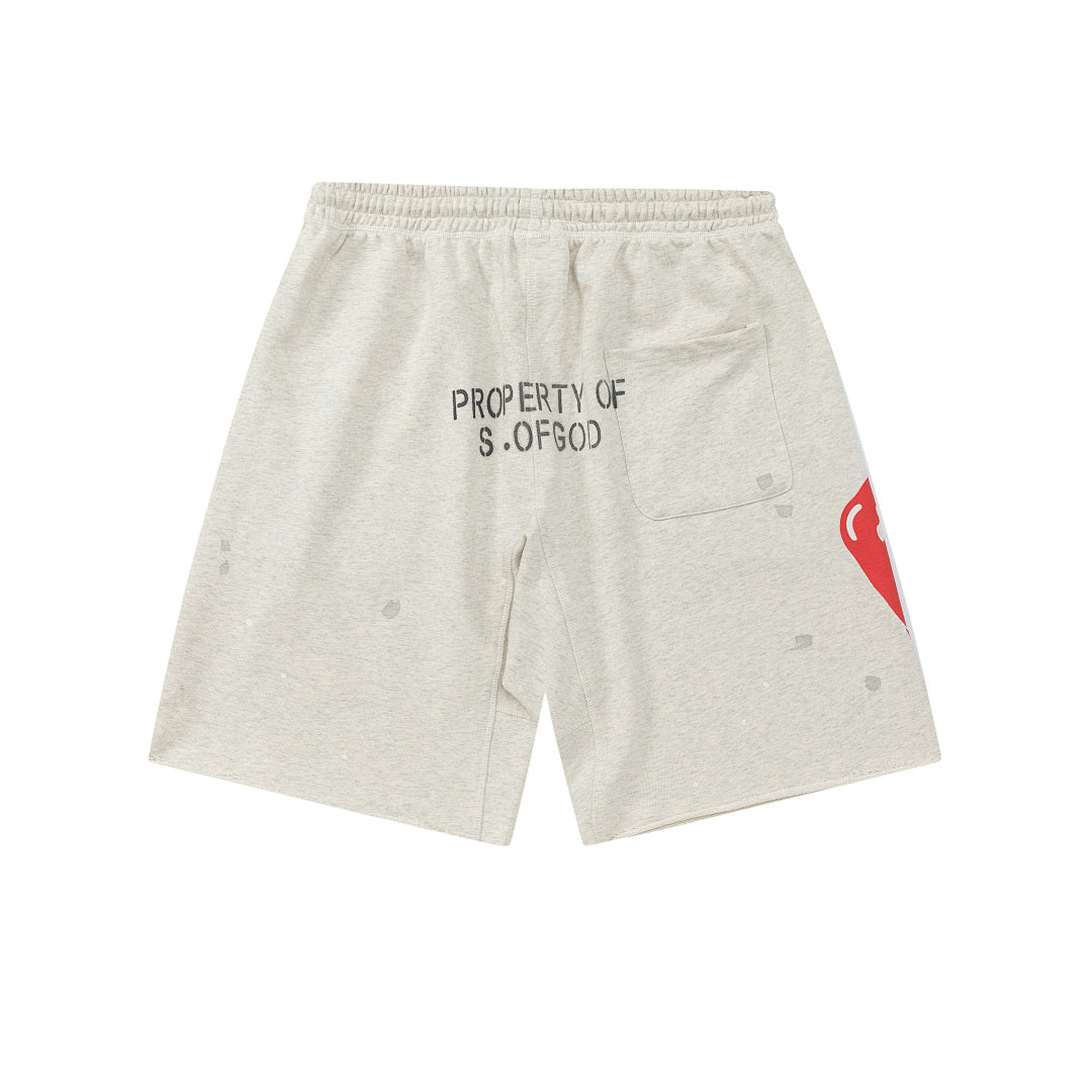 Saint Michael Dripping Heart & Lettering Graphic Sweat Shorts