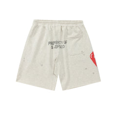 Saint Michael Dripping Heart & Lettering Graphic Sweat Shorts