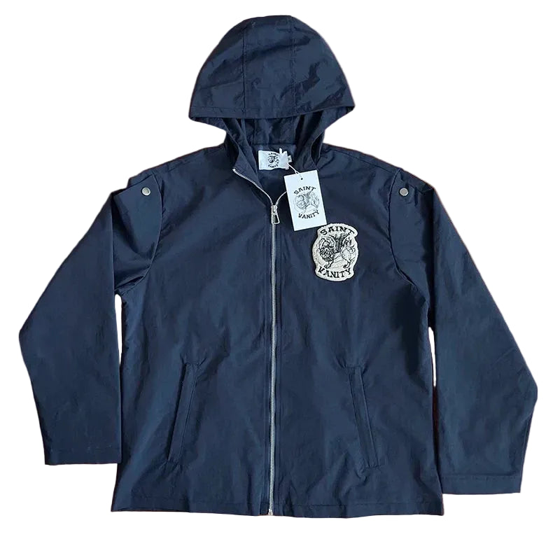 SAINT VANITY Embroidered Buckle Sports Style Casual Windbreaker Coat Pants Set
