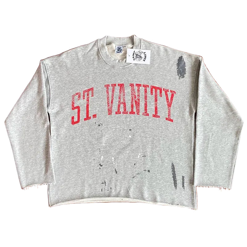 SAINT VANITY Retro Fashion Print Casual Sweatshirt and Shorts Set