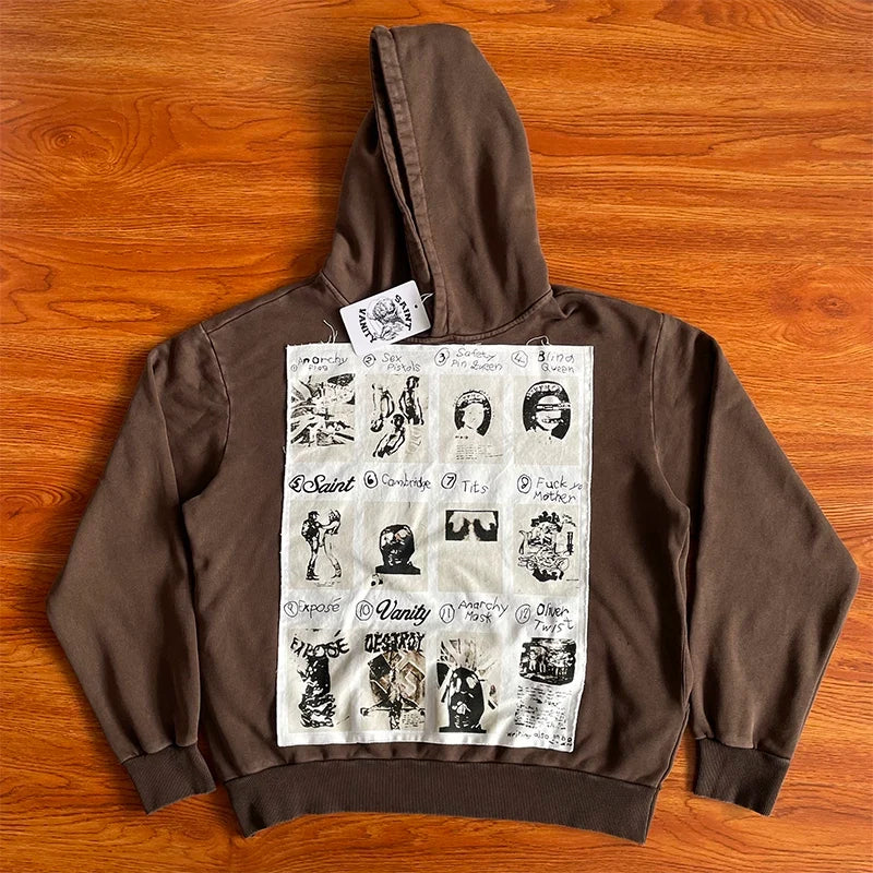 SAINT VANITY Printed Fabric Casual Hooded Sweatshirt