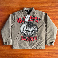 SAINT VANITY Trendy American-style Printed Collared Jacket Coat
