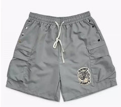 SAINT VANITY Button Embroidered Patchwork Casual Shorts
