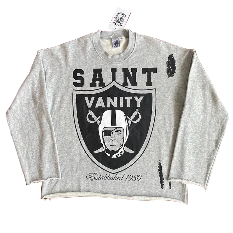 SAINT VANITY Retro Fashion Print Casual Sweatshirt and Shorts Set