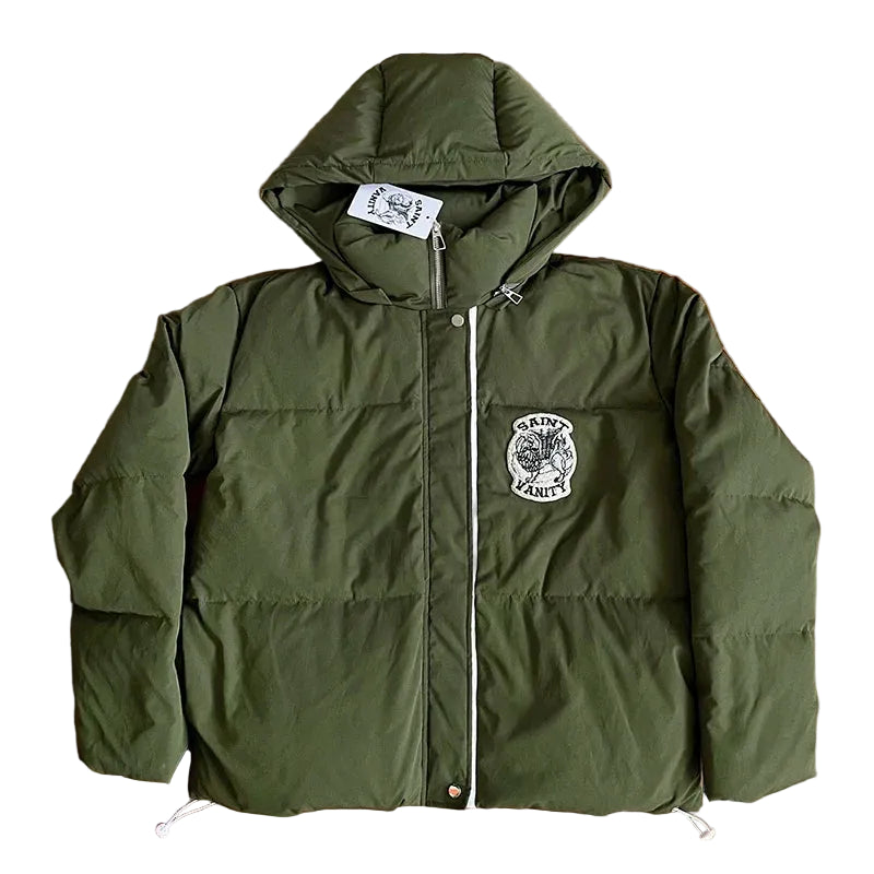 SAINT VANITY Fashion V-neck Hooded Embroidered Down Jacket