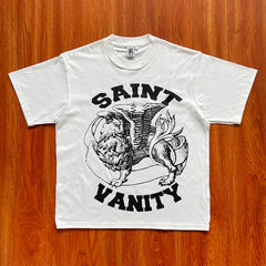SAINT VANITY ins Same Style Letter Printed Casual Short Sleeve T-shirt (2)