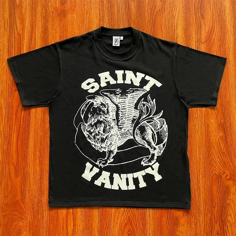 SAINT VANITY ins Same Style Letter Printed Casual Short Sleeve T-shirt (4)