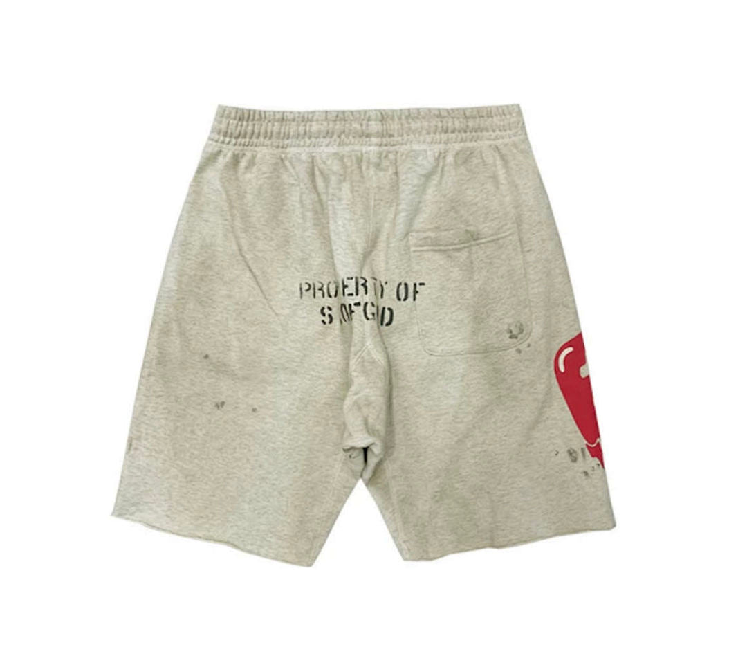 Saint Michael Dripping Heart & Lettering Graphic Sweat Shorts